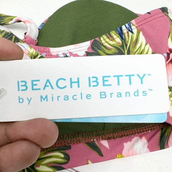 Beach Betty Miracle Brands Tropical Floral Swim Bikini Top Pink Size Large - Picture 4 of 4